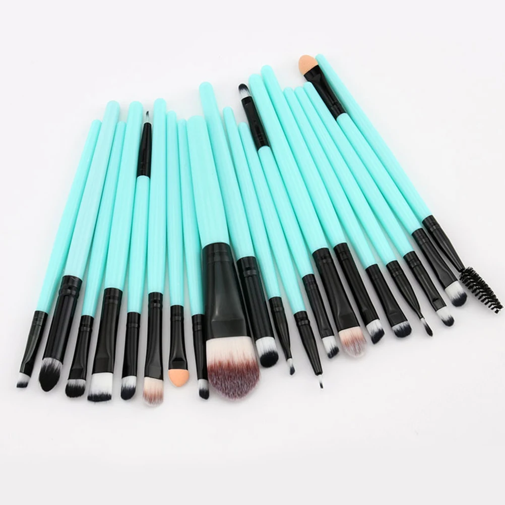 

20pcs Eyeshadow Brush Set Plastic Handle Eyelash Eyeliner Kit Portable Eye Makeup Grey Black For Daily Use Beginner Gift