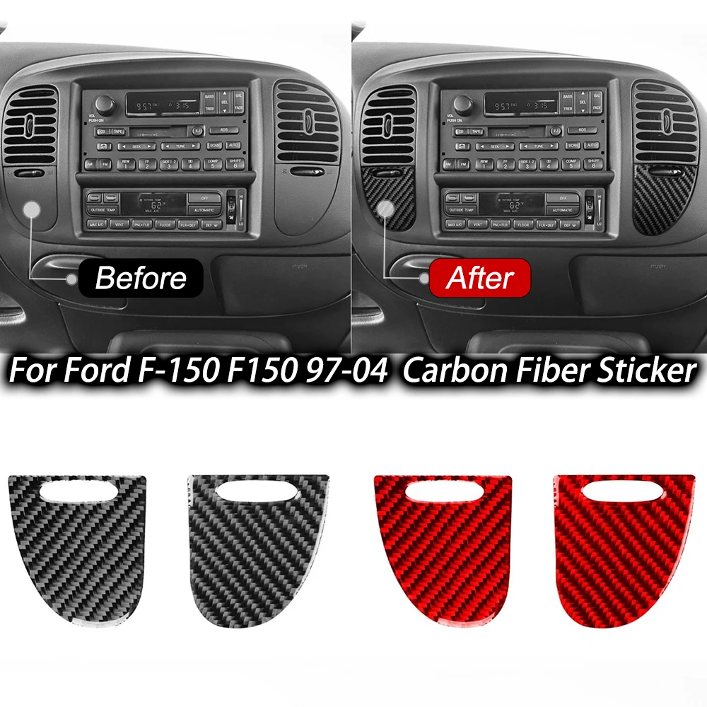 For Ford F-150 97-04 Carbon Fiber Control AC Climate Switch Panel Trim Strips Car Interior Accessories decoration Sticker