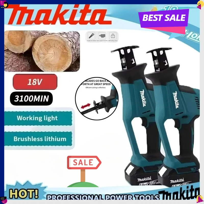 

Makita DJR189 Cordless Rechargeable Wood Metal Cutting Saw Brushless Electric Reciprocating Saw Portable Power Tools