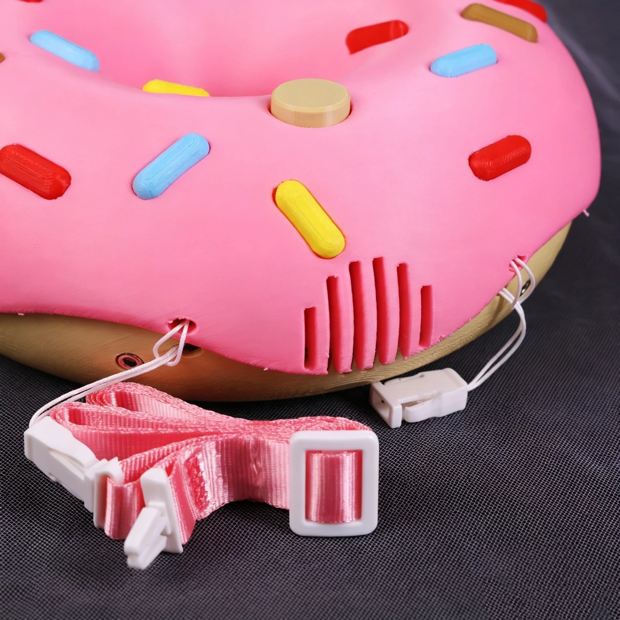Rechargeable Wearable Neck Cooling Fan Pink, Donut‑Shaped Mini Ventilation Fan for Fursuit Head Shell Furry Cosplay Comic Show