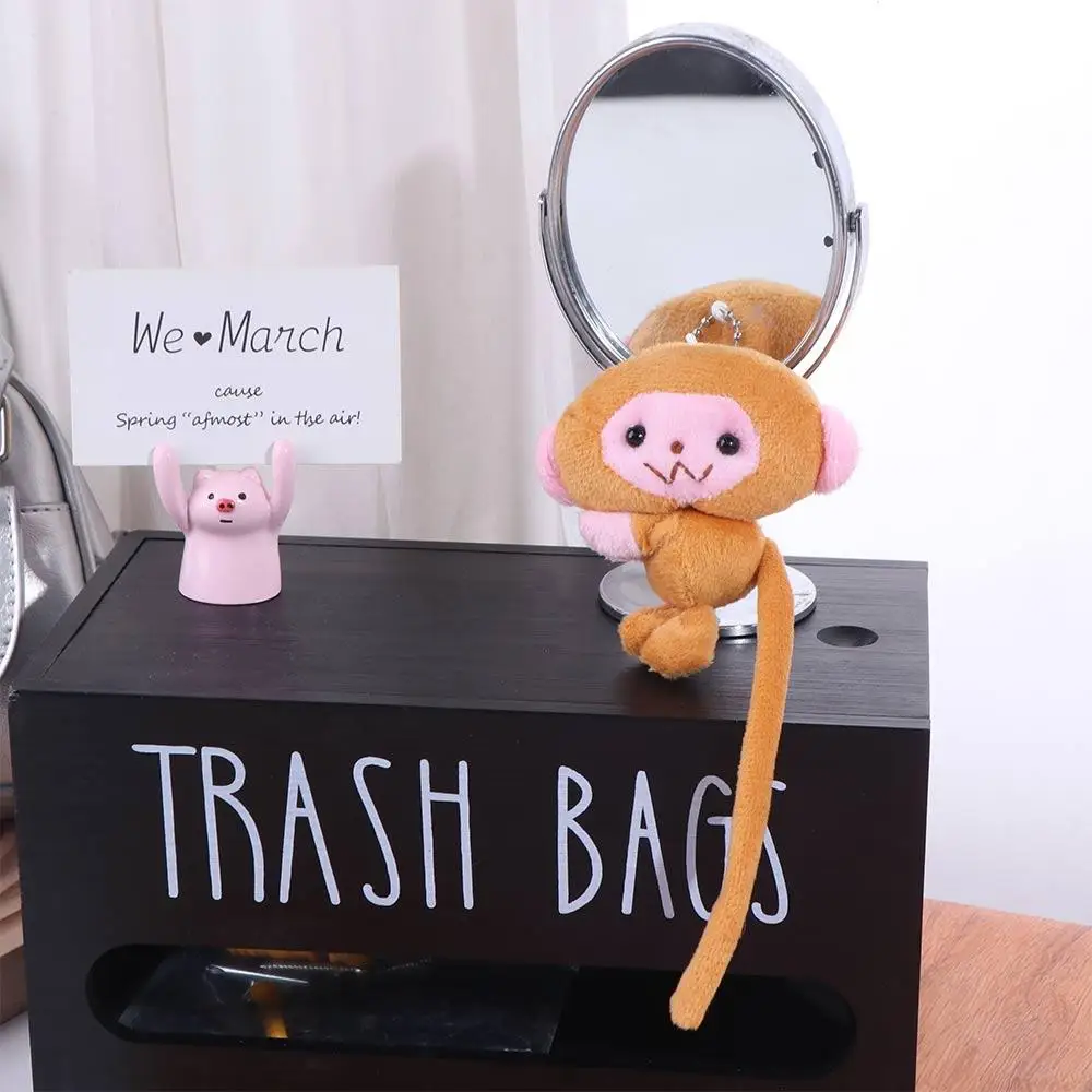 School Bags Long Tailed Monkey Key Chain Bag Charm Stuffed Animal Monkey Pendant Cartoon PP Cotton Monkey Backpack Pendant