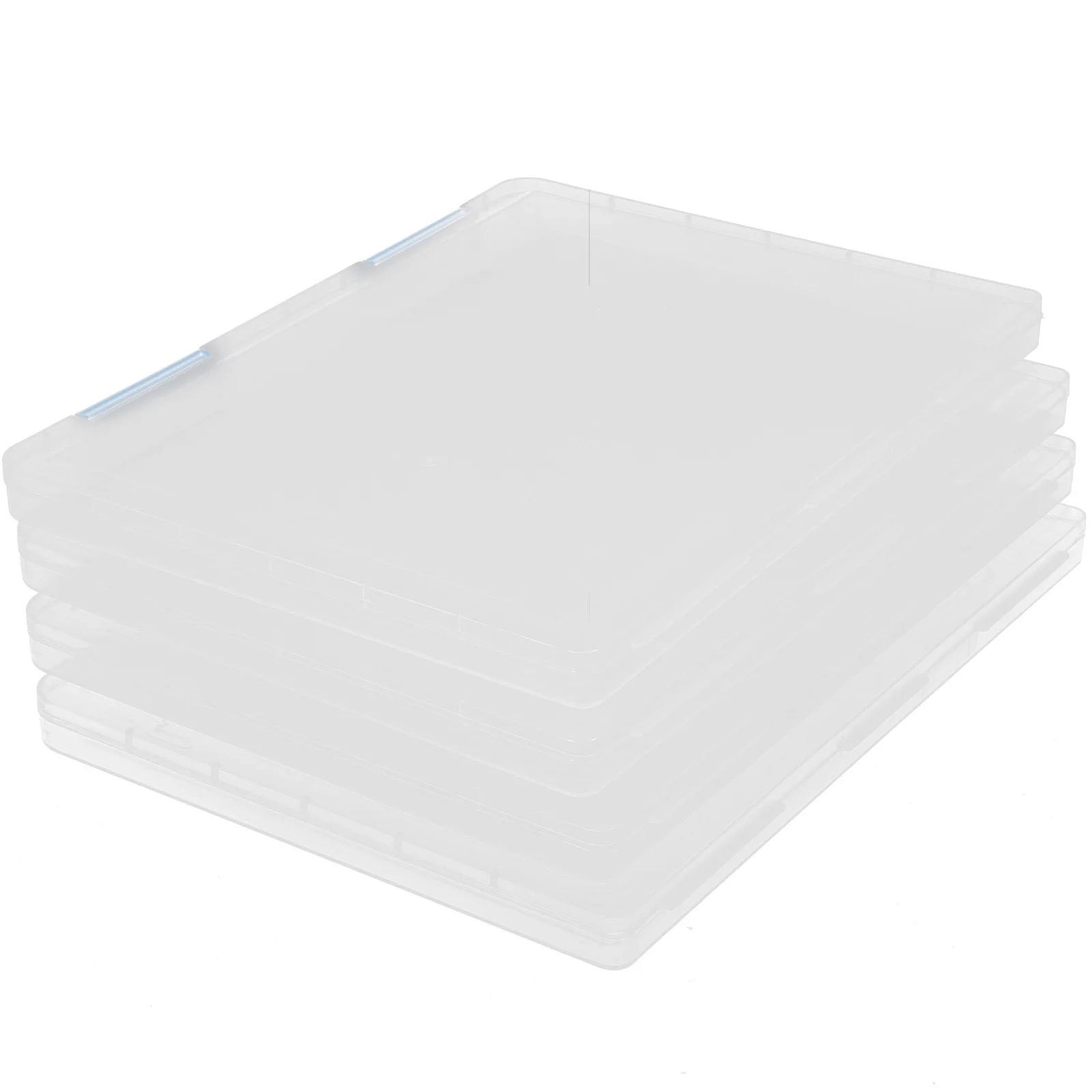 4Pcs Transparent File Box Multi-Function Organizer Wear-Resistant Stackable Document Storage Box File Document Holder