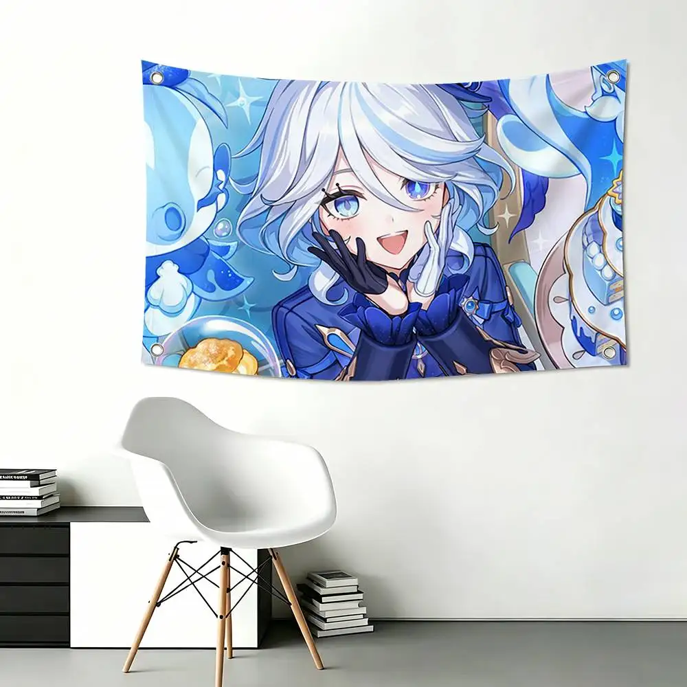 F-Furina Genshin Impact Flags Wall Hanging Tapestry Outdoor Garage Room Decorative flag Background Blanket 4
