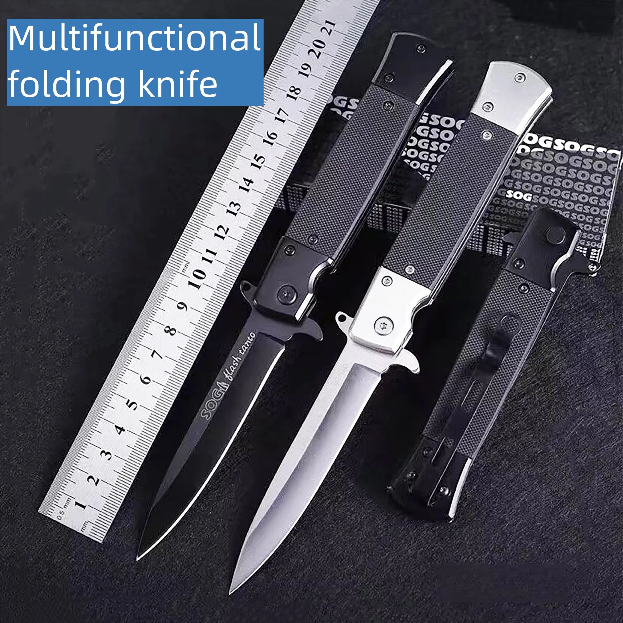 All steel wear-resistant household multifunctional folding knife, suitable for outdoor camping, wilderness survival, fishing
