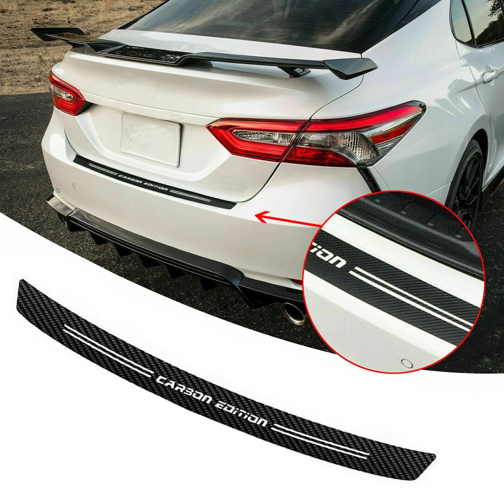 

1Pc 100cm Carbon Fiber Car Trunk Pedal Rear Bumper Stickers Protective Anti-Scratch Cover Decal Strip Car Decoration Accessories