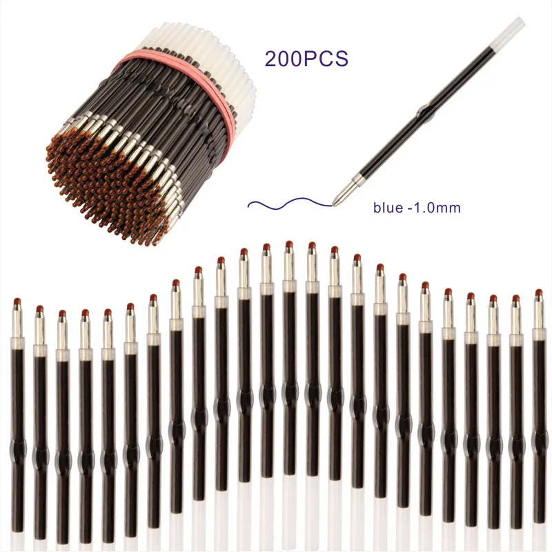 200pc Beaded Ballpoint Pen Refills Bead Pen Refill Black Blue Red Ink for Beadable Writing Pen School Office Supplie Stationery