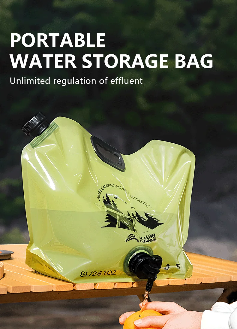 BISINNA Outdoor Mini Folding Water Bag Camping 8L Large Capacity Portable Water Bag Thickened Soft Food Grade Water Storage Bag