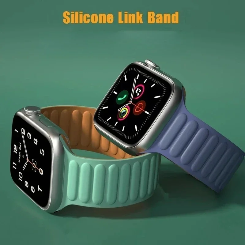 حزام سيليكون لساعة أبل Ultar 2 Band 49mm 45mm 42mm 40mm 38mm 41 44mm سوار حلقة مغناطيسي iWatch Series 9 8 7 6 SE 5