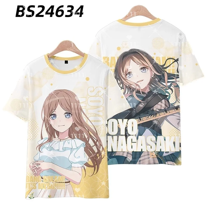 

2025 Summer Hot Sale Anime BanG Dream MyGO Roselia 3D Printed Men's and Women's T-Shirt Fashion Cartoon Short Sleeve Top