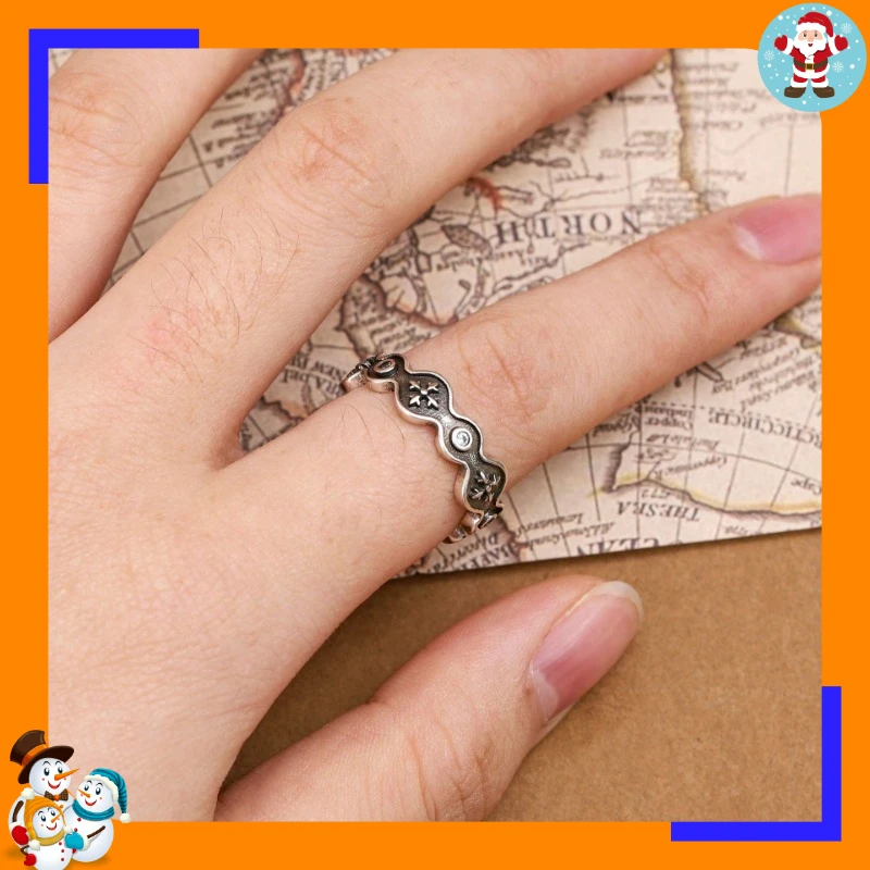 Laicai Ancient Coin Metal Micro-inlaid Zircon Ring Light Luxury High-end Cross Flower Open Ring Ring Jewelry