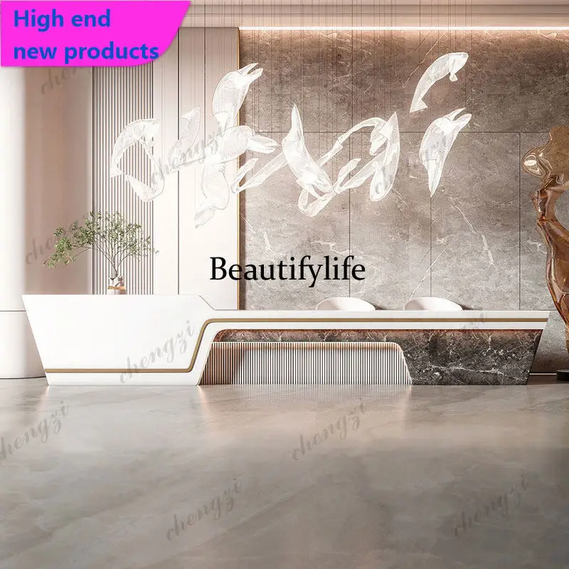 a68 Long Company Reception Desks Executive Welcome Display Aesthetic Reception Desks Design Luxury Escritorio