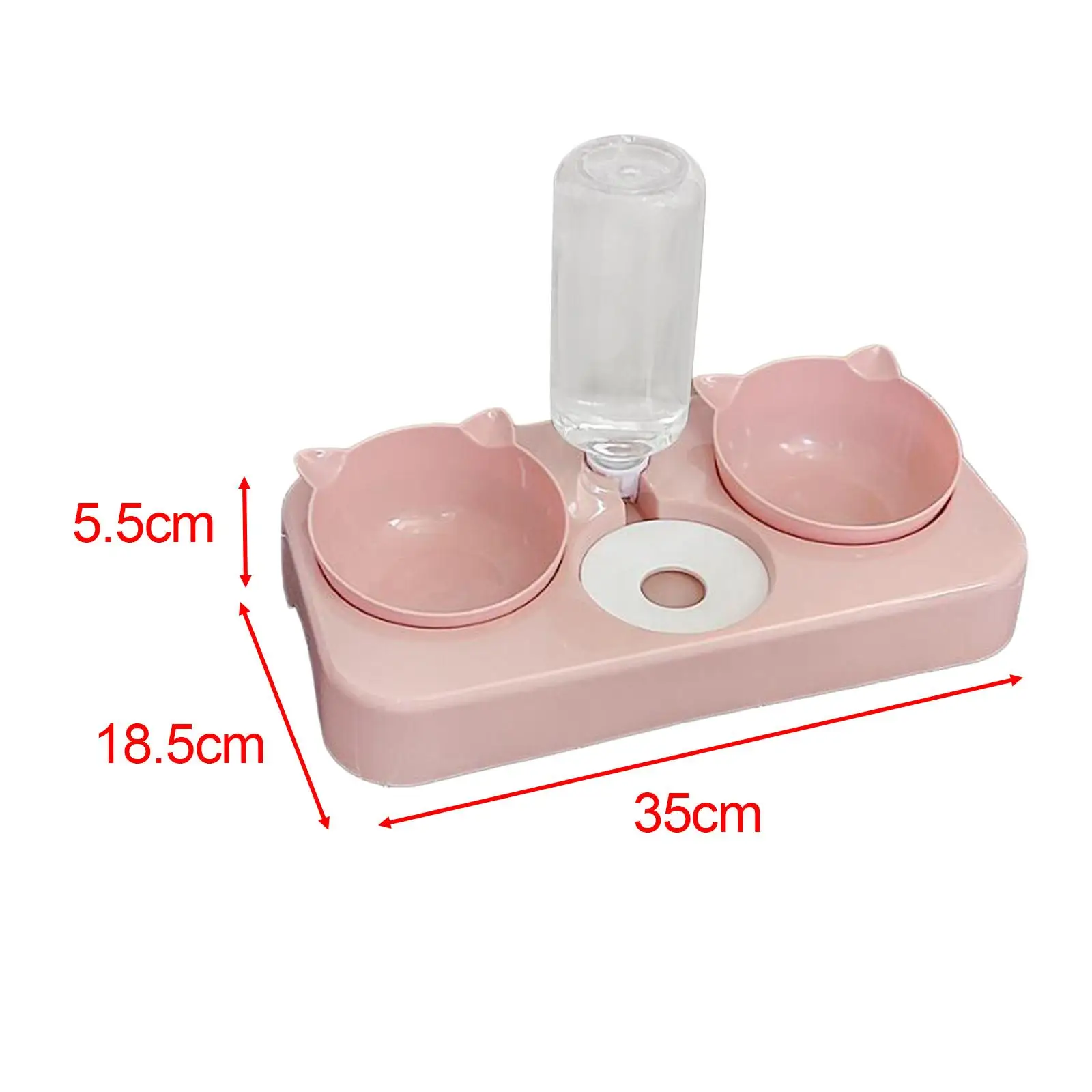 Cat Food and Water Bowls Set with Automatic Water Dispenser Bottle 15°tilted Raised Cat Bowls for Cats Puppy Kitten Rabbit