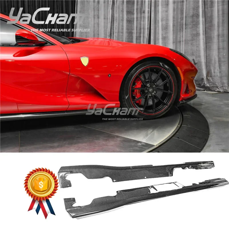 DCF Dry Carbon Fiber  Side Skirt Underboard Fit For 2017-2020 Ferrari 812 Superfast OEM Side Skirt Underboard