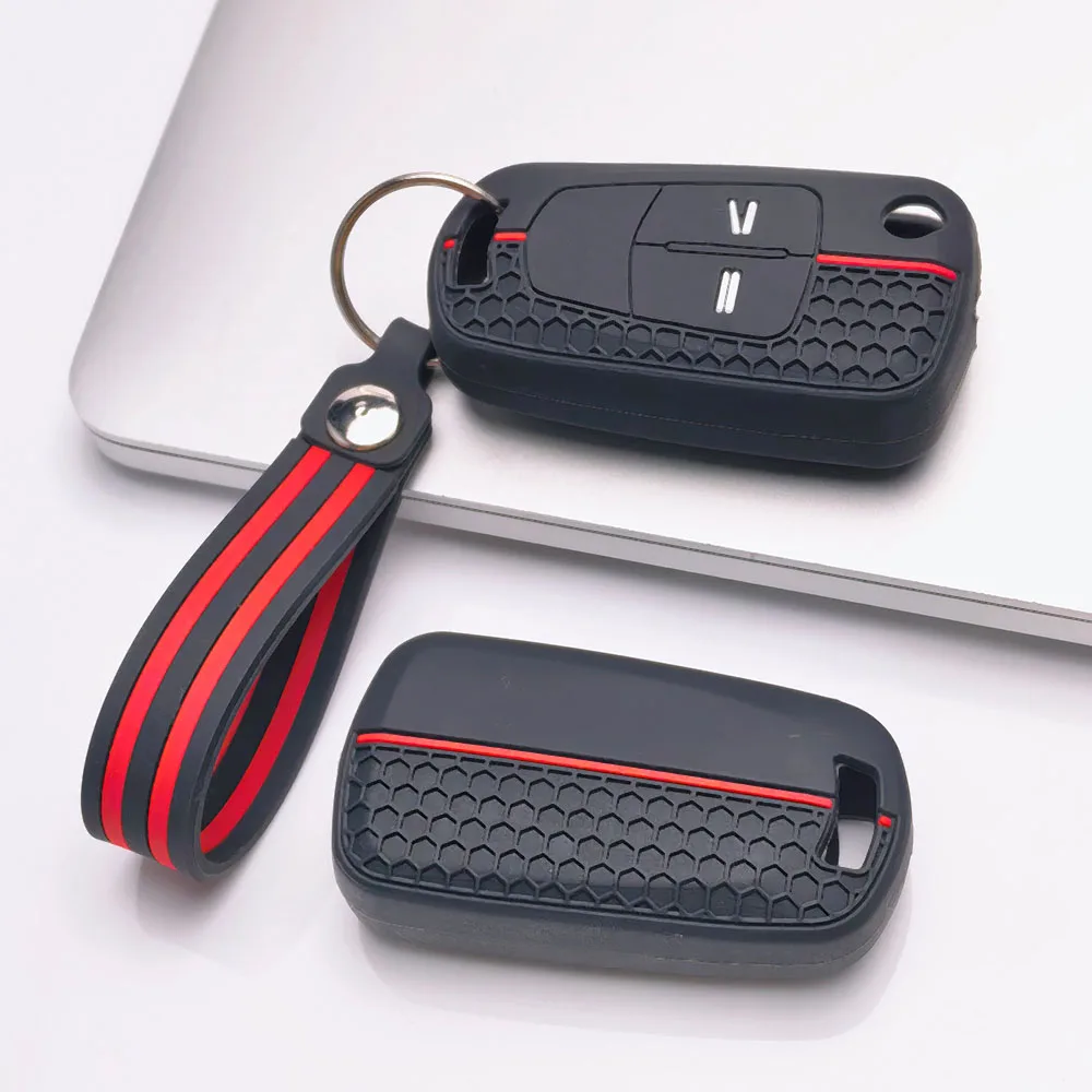 Key Fob Cover for Opel Vauxhall Corsa Astra Zafira Vectra Antara Insignia Meriva with Keychain Anti-Scratch Shockproof Soft Grip