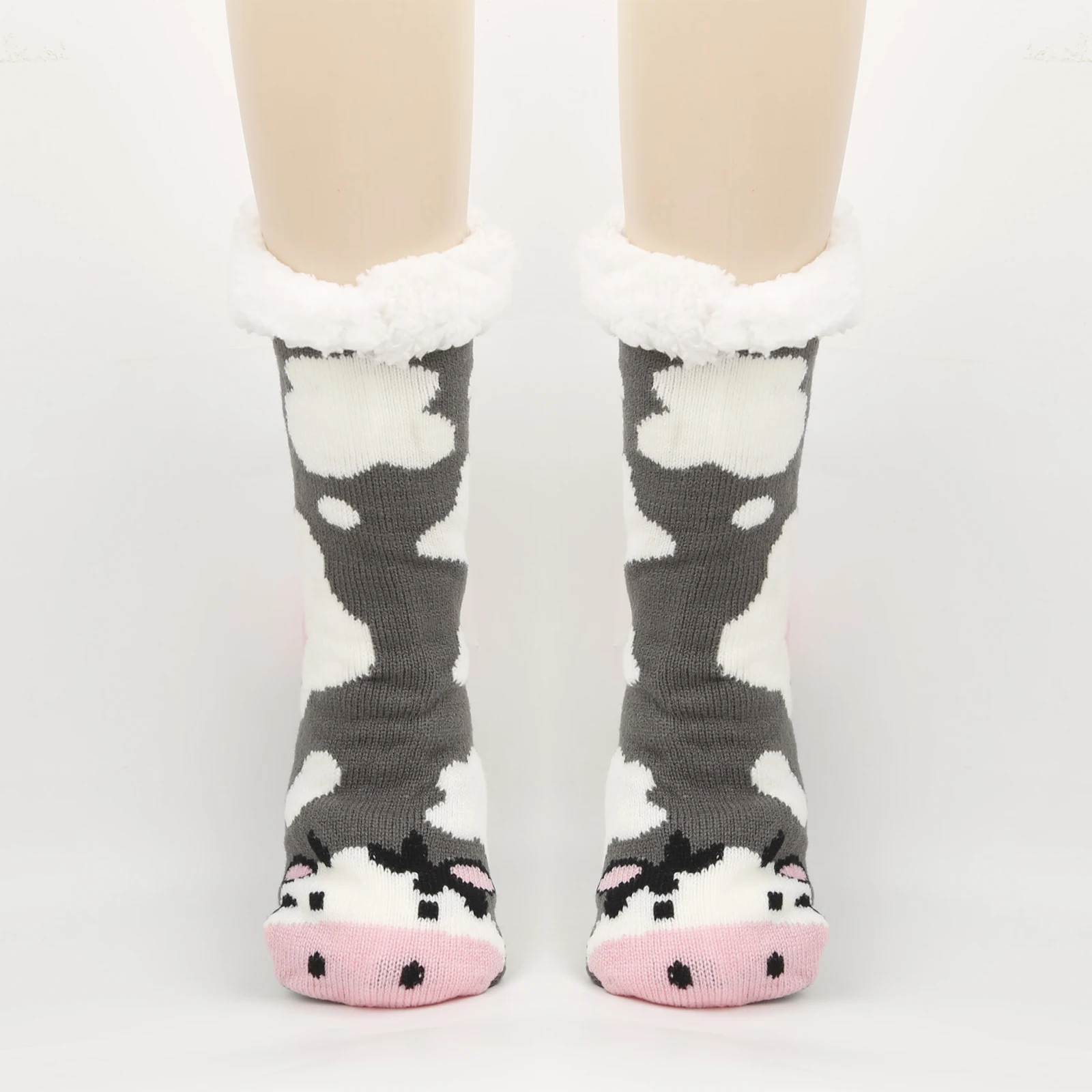 زوج واحد من جوارب عيد الميلاد الجديدة للنساء، جوارب أرضية للخريف والشتاء، جوارب ثلجية، جوارب نوم منزلية مخملية سميكة، جوارب سجادة