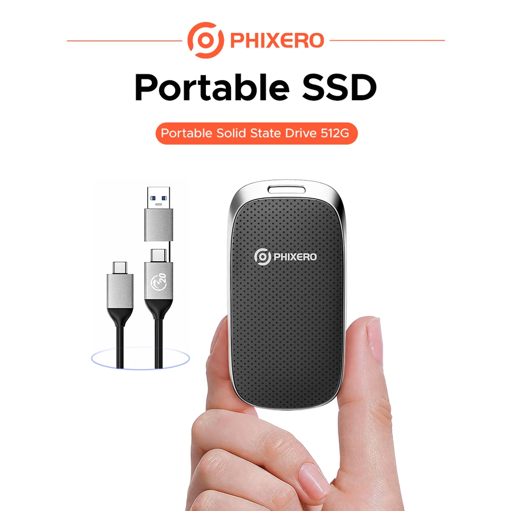 PHIXERO Tiny Portable SSD External Hard Drive for iPhone 17 PRO Tablet Smartphone Original Solid State Drive 512GB PSSD Disk