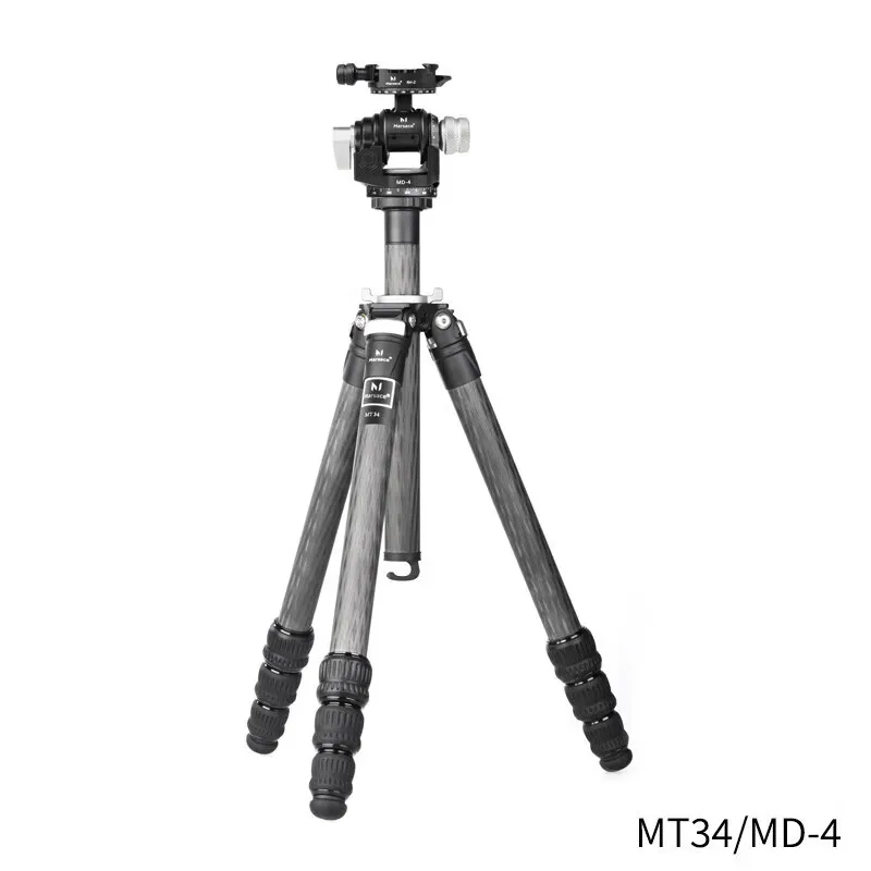 

Marsace MT34SV/MT34+MD-4 Geared Head + Carbon Fiber Tripod Kit, Photography and Videography Tripod, Portable for Travel