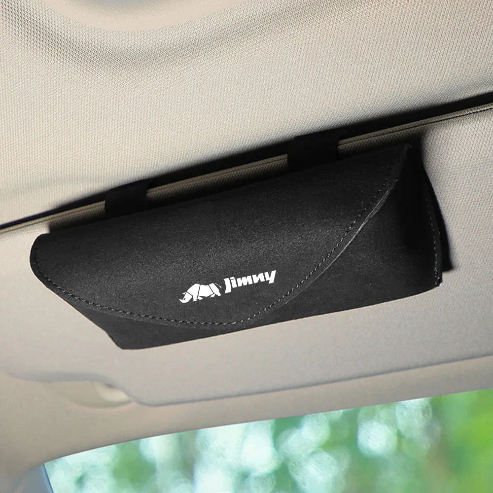 Car Glasses Holder Case Sun Visor Suede Black Sunglasses Box For Suzuki Jimny jb64 jb74 jb43 jb53 jb32 Auto Accessories