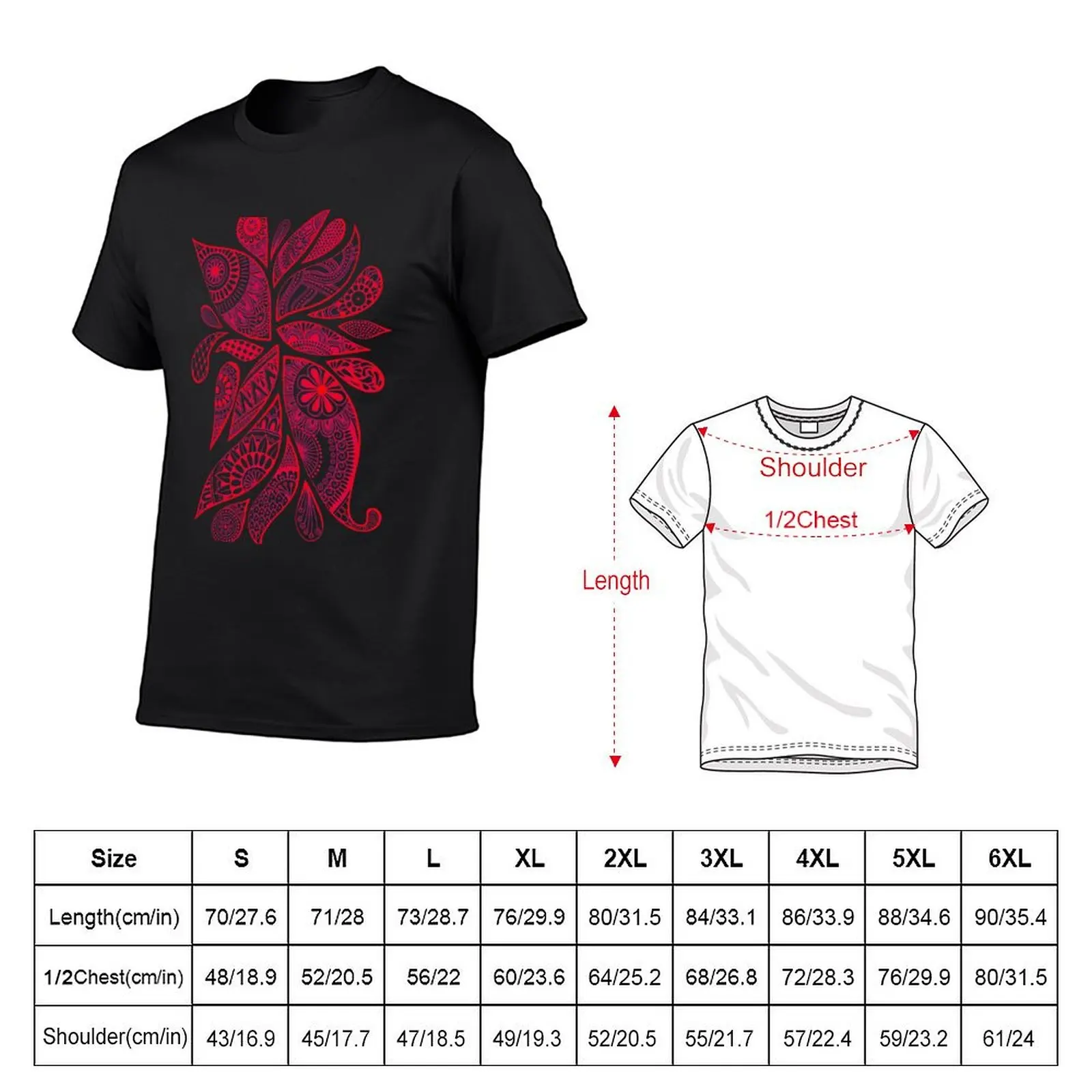 Abstract Zentangle Swirl design (red on white) T-Shirt hippie clothes cute tops t shirts men