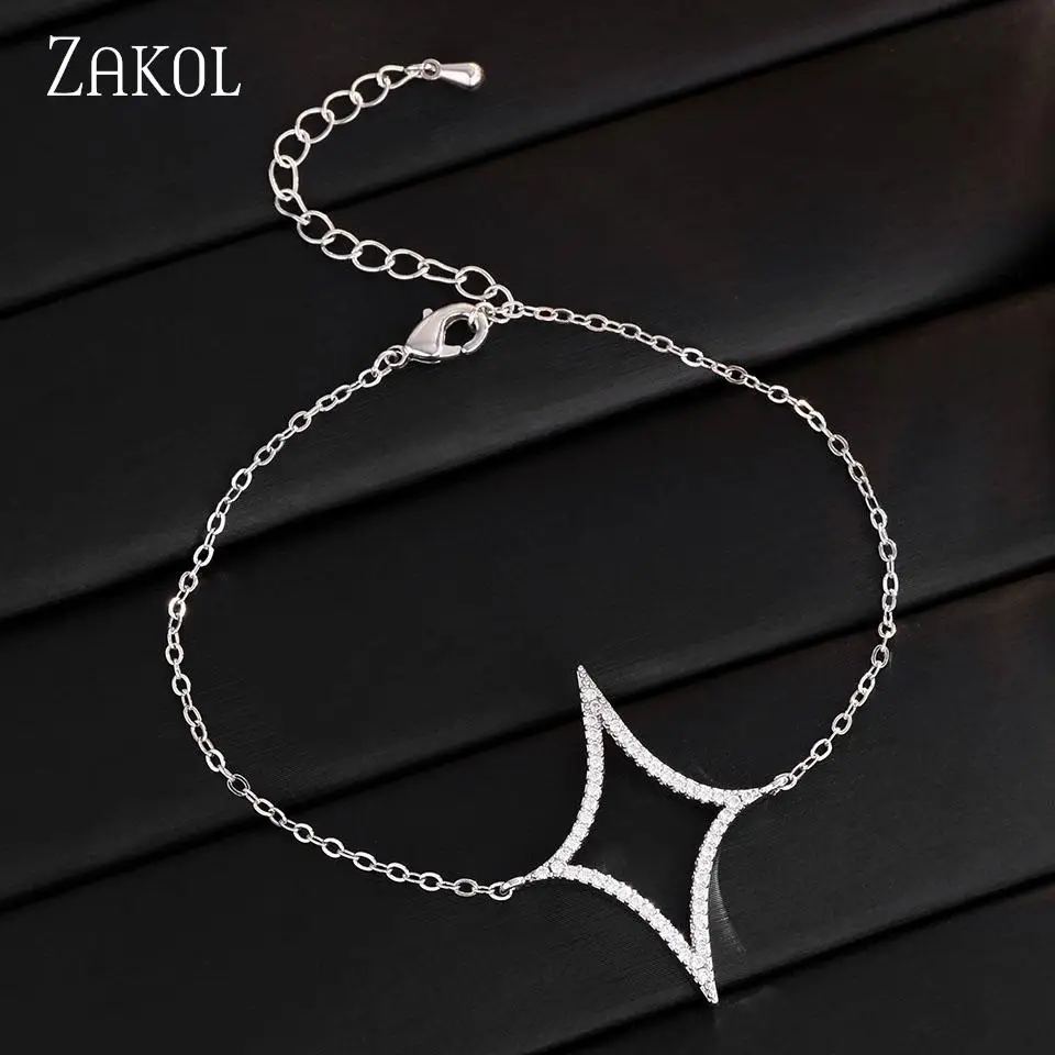 ZAKOL Exquisite Elegant Diamond Shape Micro-set Zircon Bracelet For Women Simple Fashion Party Jewelry Gift Female