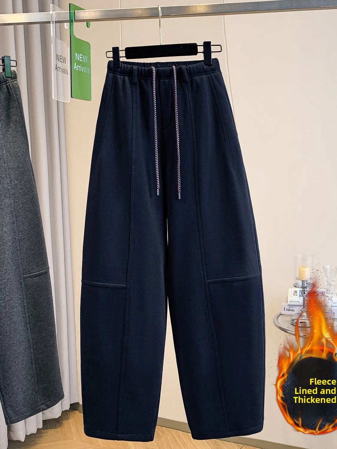 Modne spodnie dresowe z elastyczną talią i sznurkiem, plus size, damskie, jesienno-zimowe, ciepłe, wyszczuplające, uniwersalne.