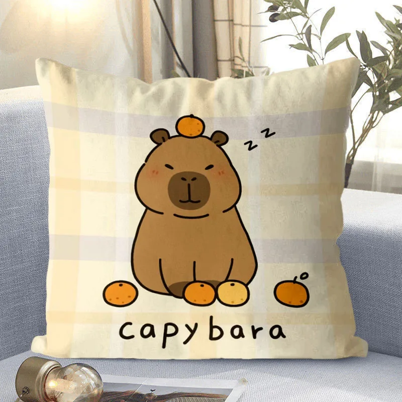 Miniso Cute Capybara Pillow Cartoon Versatile Soft Comfort Bedroom Dormitory Sofa Office Car Headrest Toys Girl Birthday Gifts