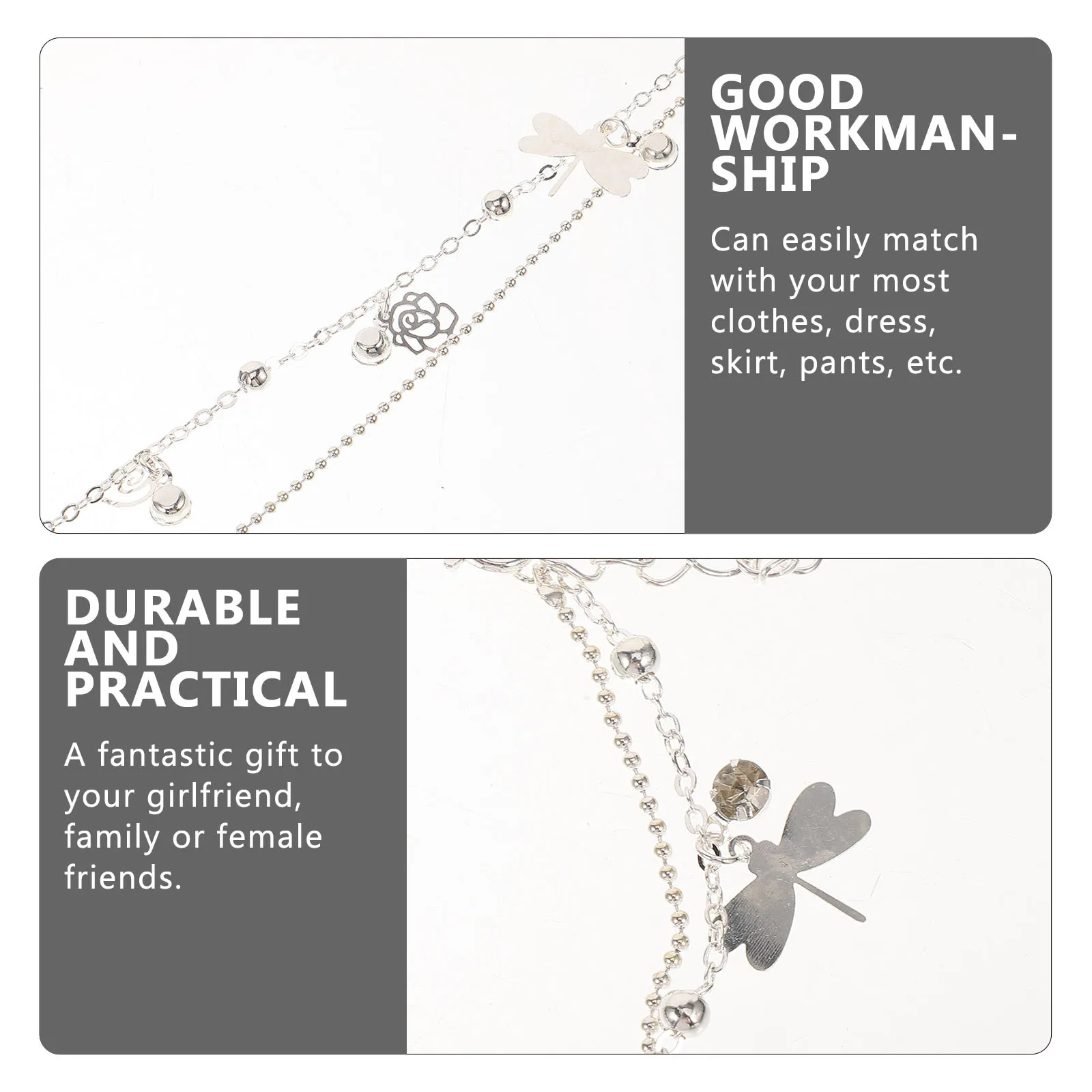 

Double Layer Bracelets Silver Chain Pendant Multi Layer Women Girl Adjustable Foot Silver Anklet Bracelet Jewelry Accessories