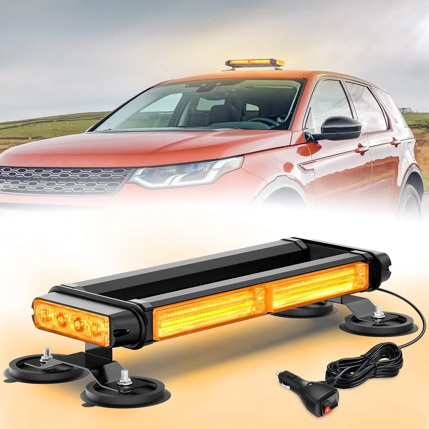 Nilight 14.5'' Amber COB LED Strobe Light Bar, Magnetic Emergency Warning Beacon Light, High Visibility Flashing Roof Light for Truck, Pickup, Car, Snowplow & Safety Vehicles