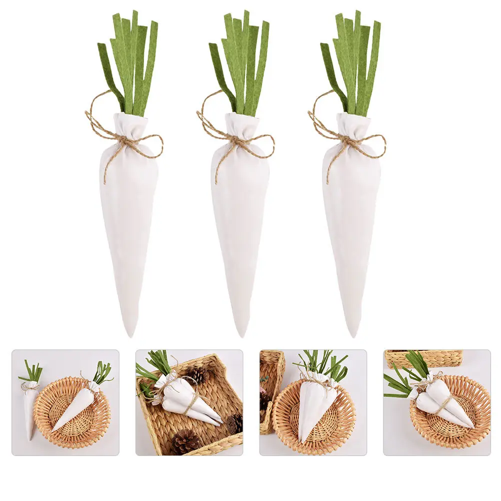 

3Pcs Cloth Carrot Ornament Fine Workmanship Vibrant Design Tabletop Shelf Garden Decor Festive Photo Prop for Parties and Events