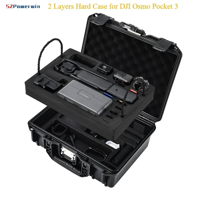 SZPowerwin 2 Layers Hard Case Waterproof Box Portable Suitcase Storage Case For DJI Osmo Pocket 3 Camera Accessory Carrying Case