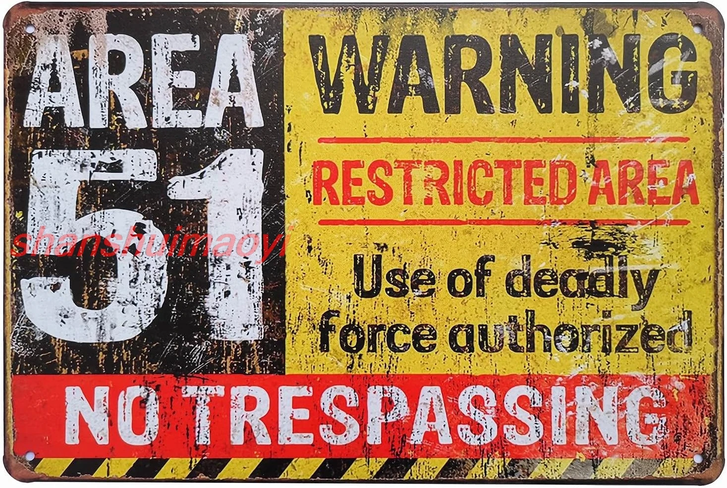 ERLOOD Area 51 No Trespassing Military Vintage Retro Metal Sign Aluminum Sign 12 x 8