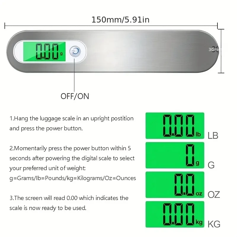 50kg/110lb Portable LCD Electronic Hanging Scale Small Luggage Scale Balance Scale Suitcase Travel Weighs Baggage Weight Tool