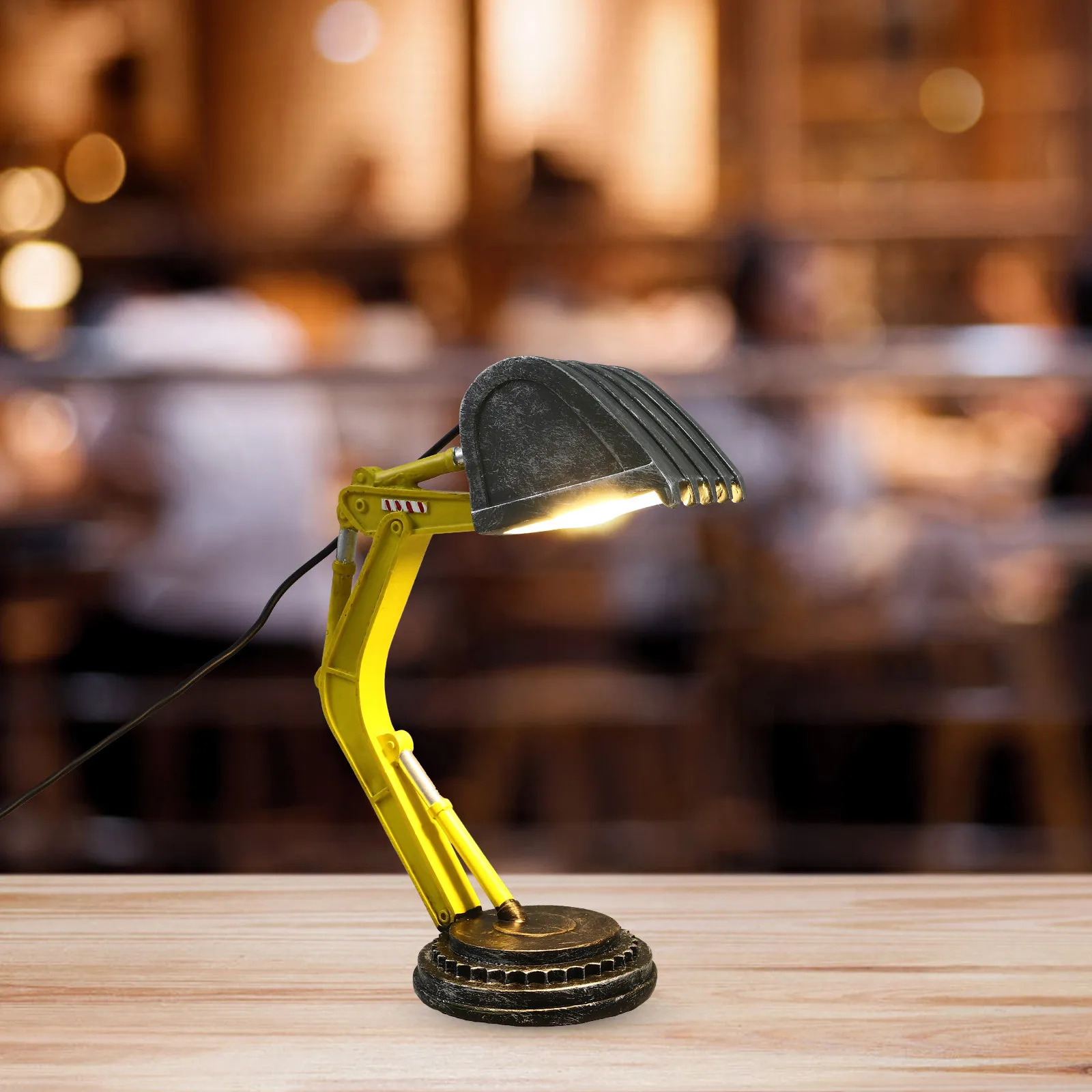 

Excavator Table Lamp Resin Minimalist Desk Light for Kids Bedroom Nursery Room Decor Construction Theme Night Stand Lamp
