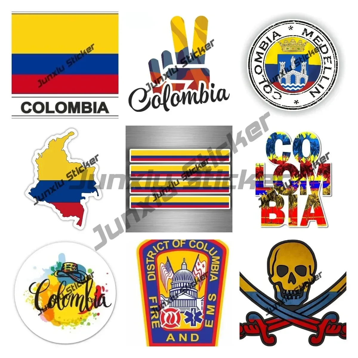

República De Colombia Vinyl Sticker Decals CO Colombia Flag Stickers Colombian Flag Decals Bumper Stiker Car Auto Bike Laptop