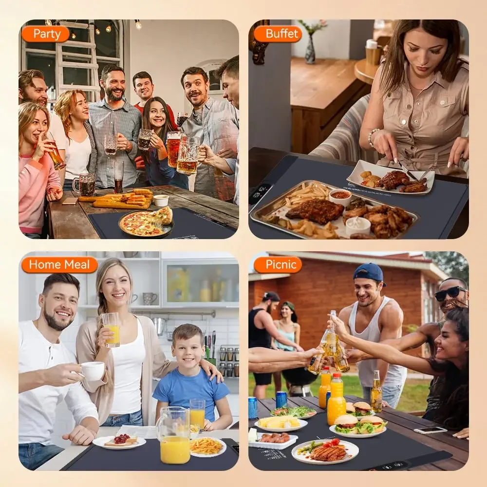 Foldable Odor-free Electric Food Insulation Pad 5 Temperature Settings with Timing Function Five Sets