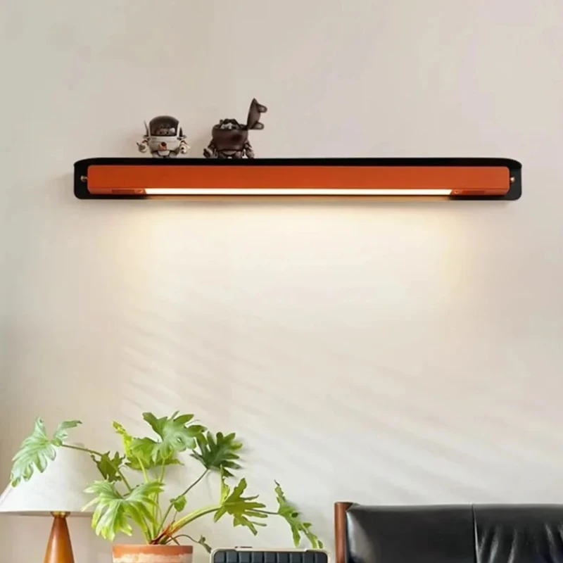 Creative Black Orange Metal Long Strip Wall Lamps Acrylic Lampshade Art Decoration Hotel Bathroom Living Room Restaurant Sconces