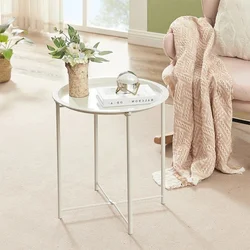 Simple Nordic Round Iron Tea Table Small Spaces Outdoor Indoor Use Mini Coffee Table for Living Room Corners Wiht Waterproof