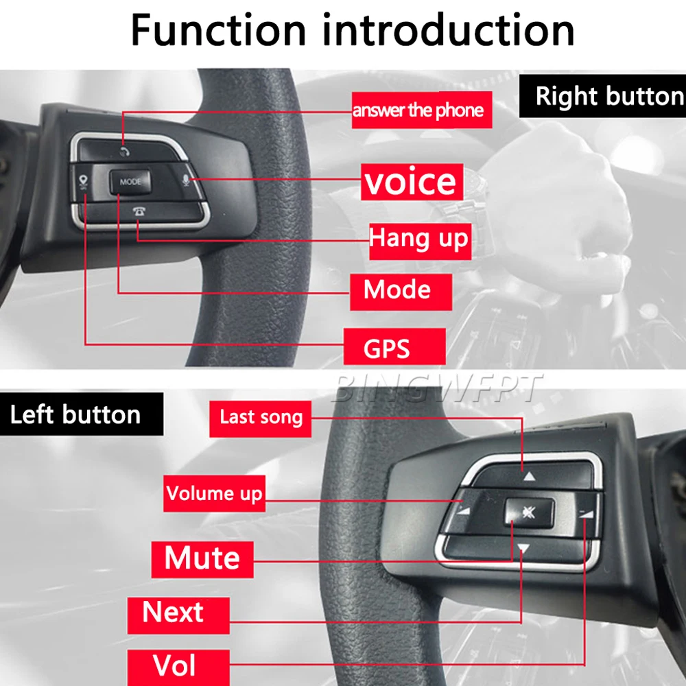 Modified Multifunction Steering Wheel Control Button Switch Volume Button Audio Switch Button For VW MK6 Golf Jetta Polo