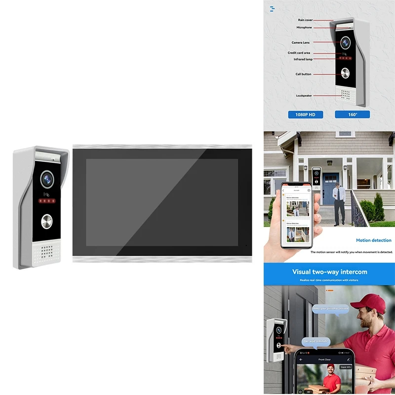 TUYA Wifi Video Doorbell Intercom System With 10Inch Touch Monitor Security Protection For Villa Home US Plug