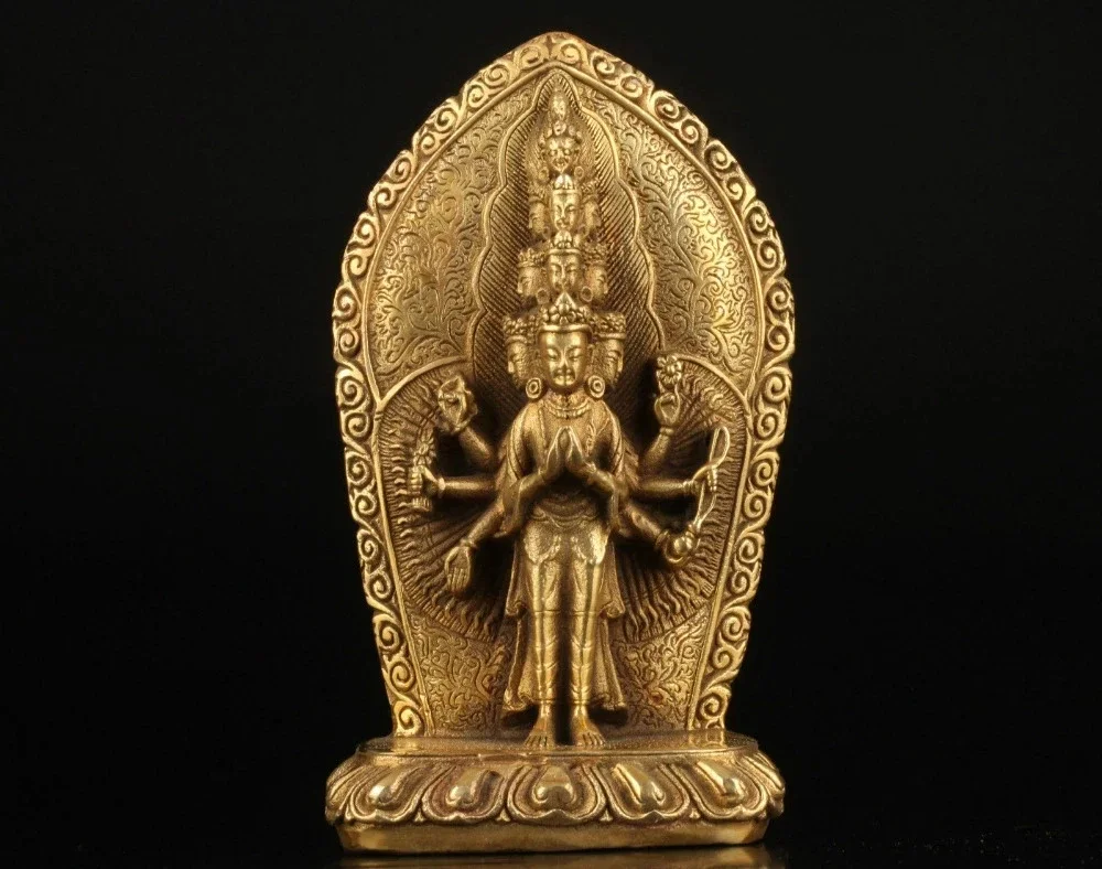 

Китайская коллекция, латунная буддийская статуя тысячи рук Кван-инь