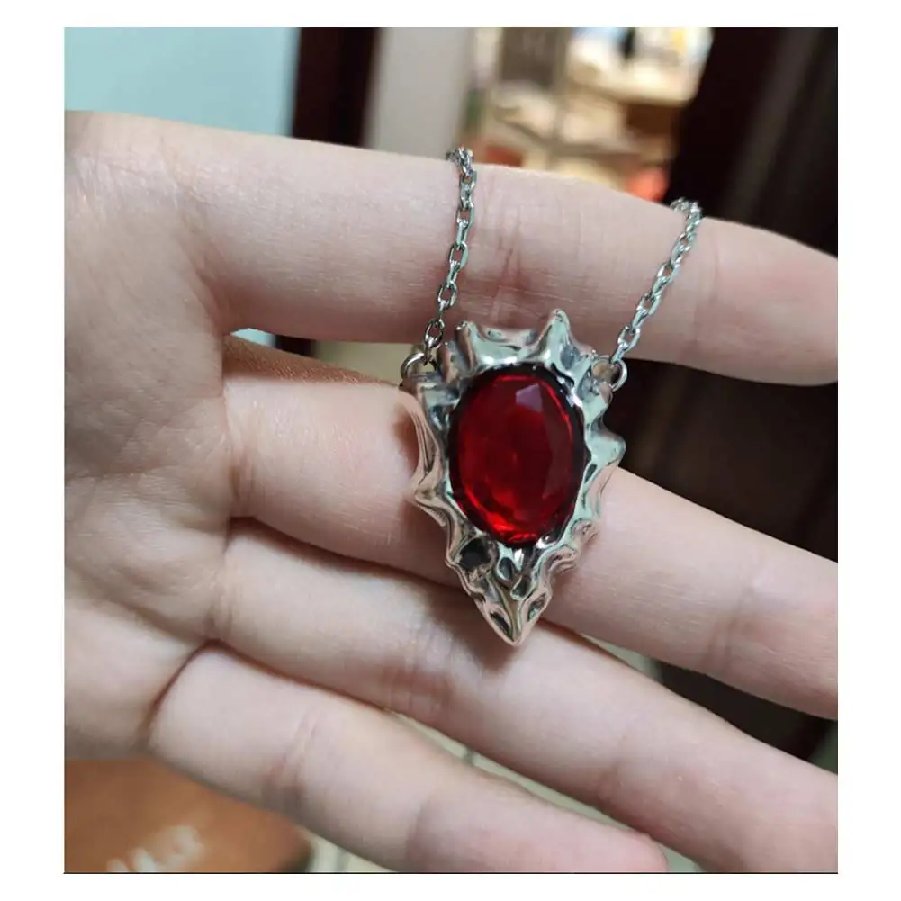 Game DMC 5 Dante Cosplay Necklace Costume Accessories Ruby Pendant Collarbone Chain Men Disguise Prop Halloween Carnival Party