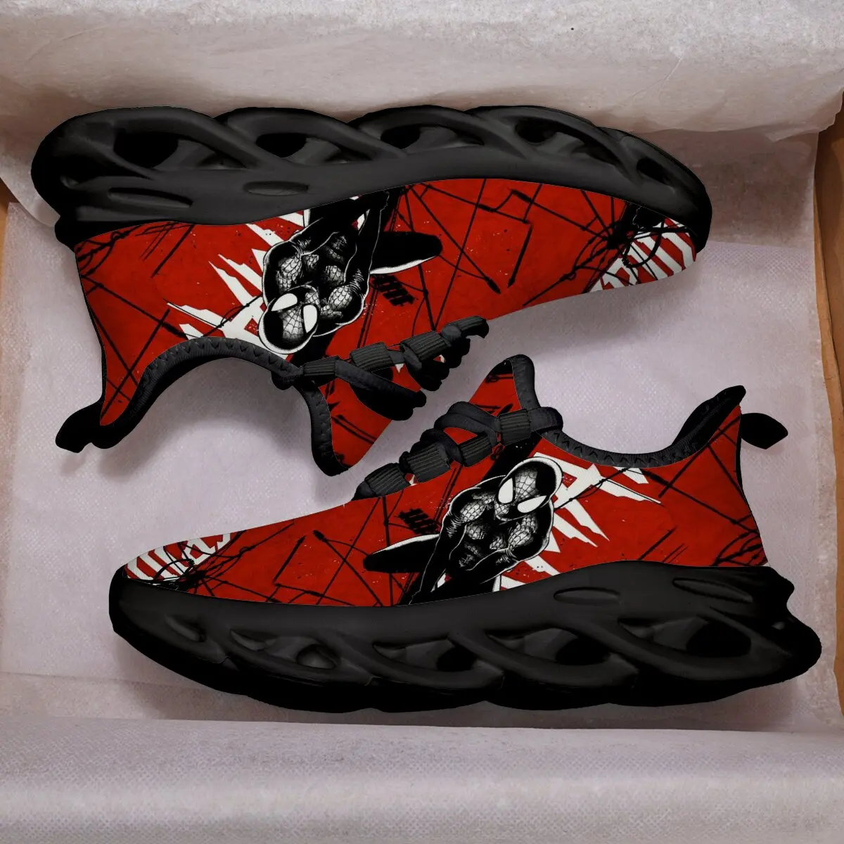 

Summer Parent-child Sports Shoes Breathable Elastic Mesh Laced Soft Sole Springback Color-blocking and Floral Design Flat Shoes