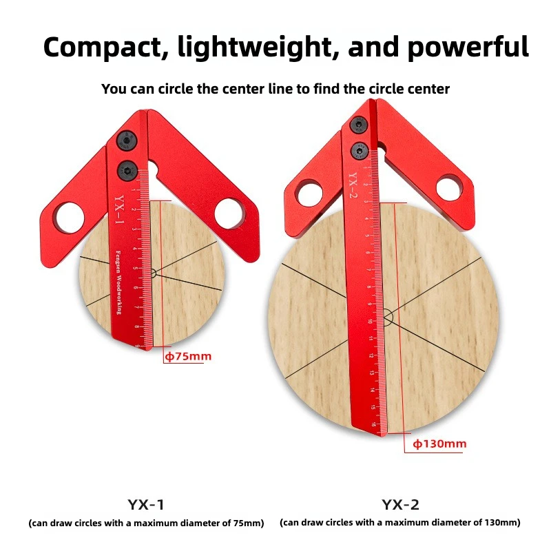 Center Finder, Line Gauge, Woodworking Aluminum Alloy Center Scribe Measuring Tool, 45/90 Degree Right Angle Carpenter Ruler