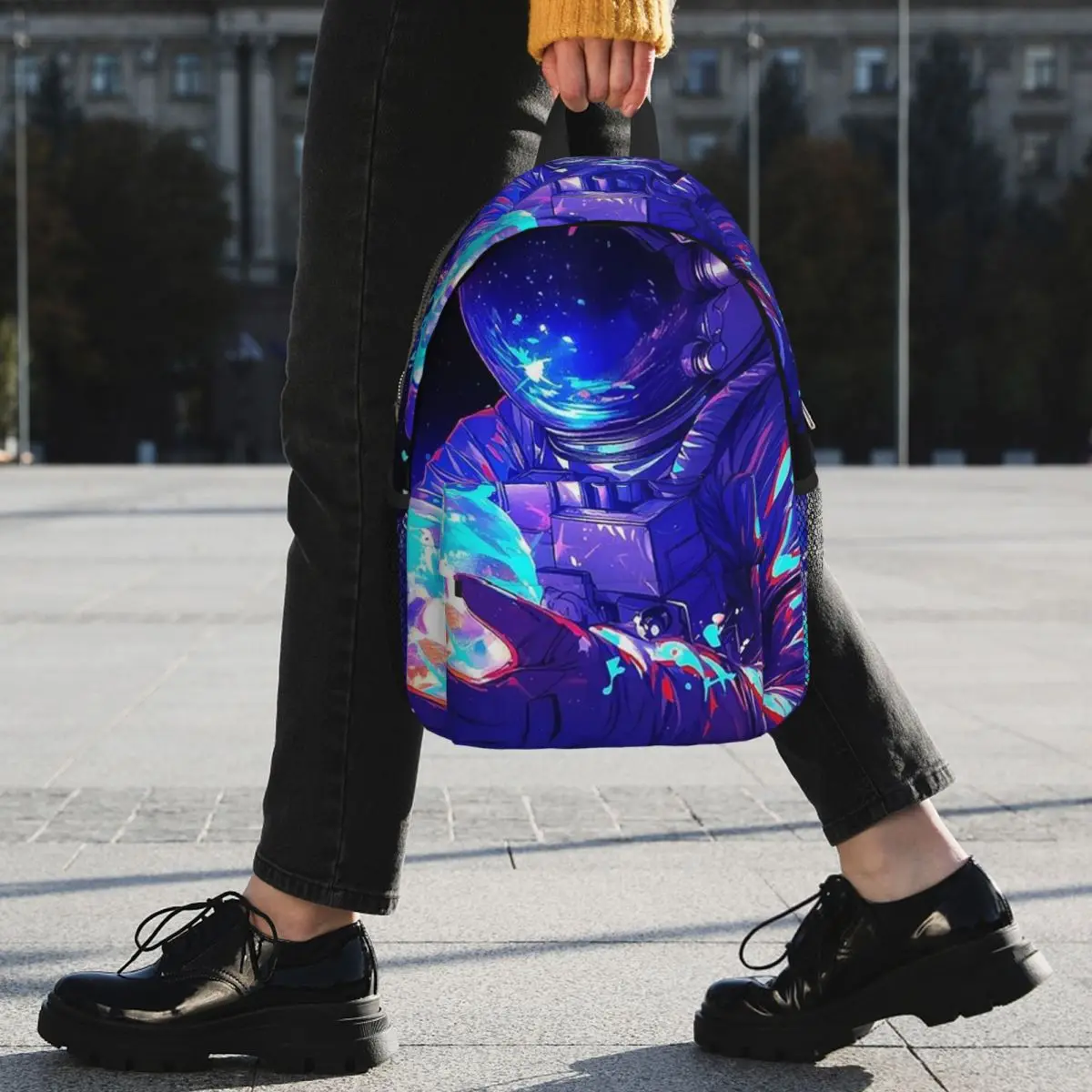 Futuristic Astronaut Glowing Blue Backpack Student BookBag Children School Bag Computer Shoulder Bags for Boys Girls