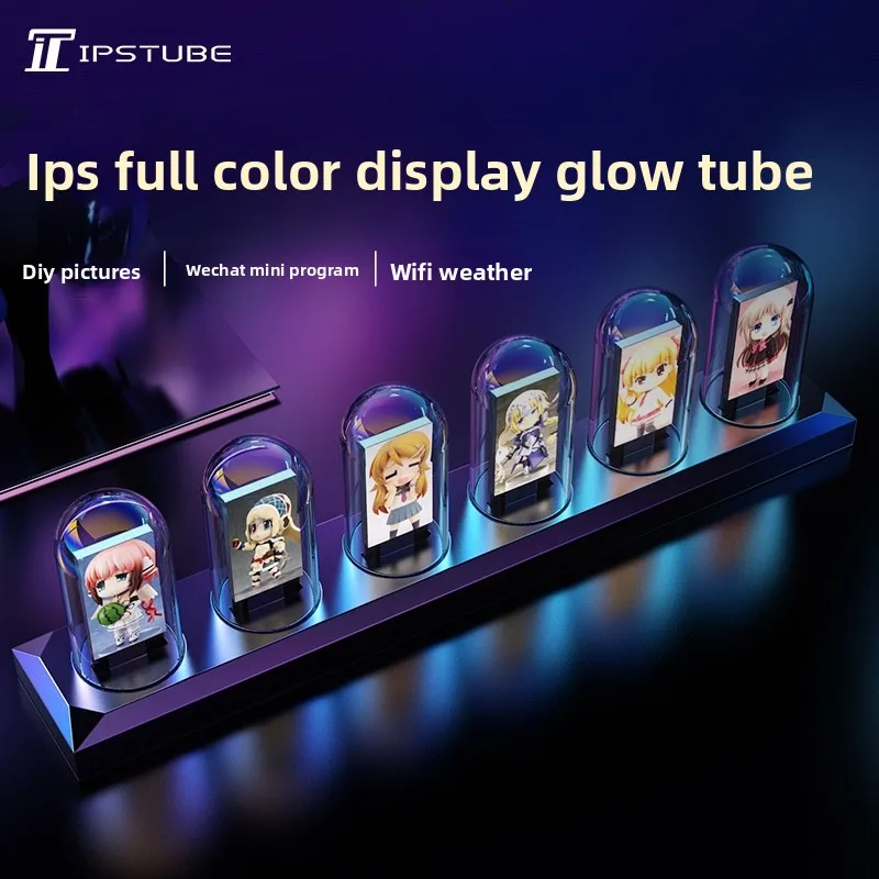 IPS Glow Tube Clock Cyberpunk Computer Room Decoration Table RGB Gaming Desktop Decoration Digital Desk Clock Boyfriend Gift