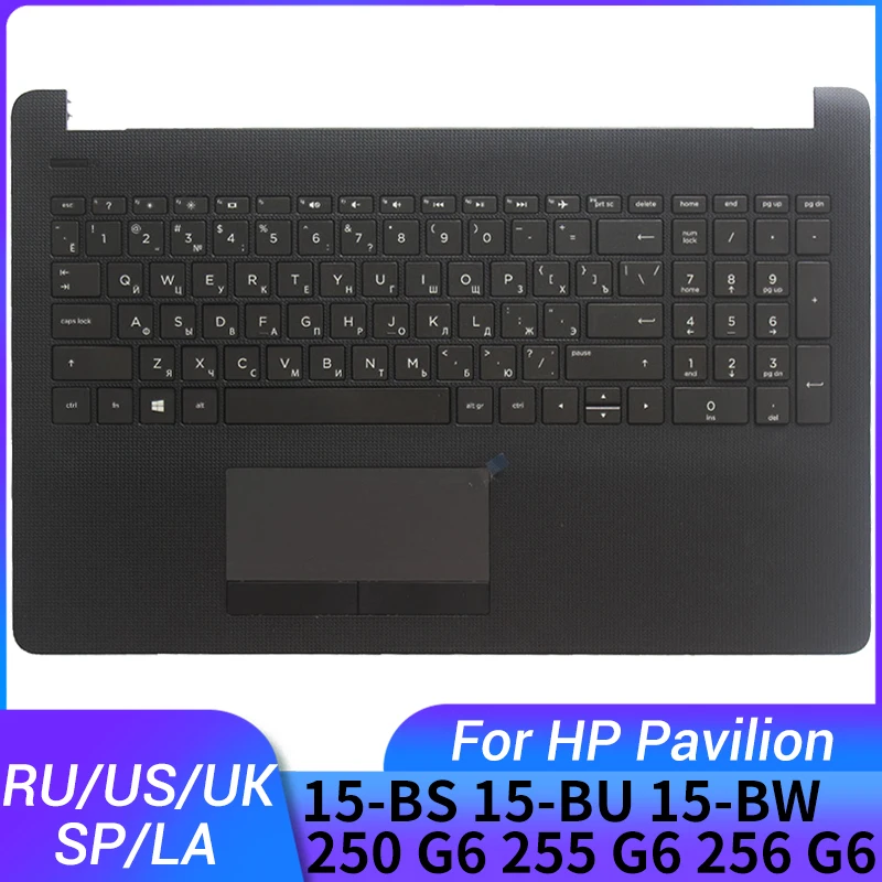 Russo Eua Espanhol Latin Teclado Portátil para hp 15-bs 15-bu 15-bw 250 g6 255 g6 Tpn-c129 Tpn-c130 com Capa Superior do Apoio das Mãos