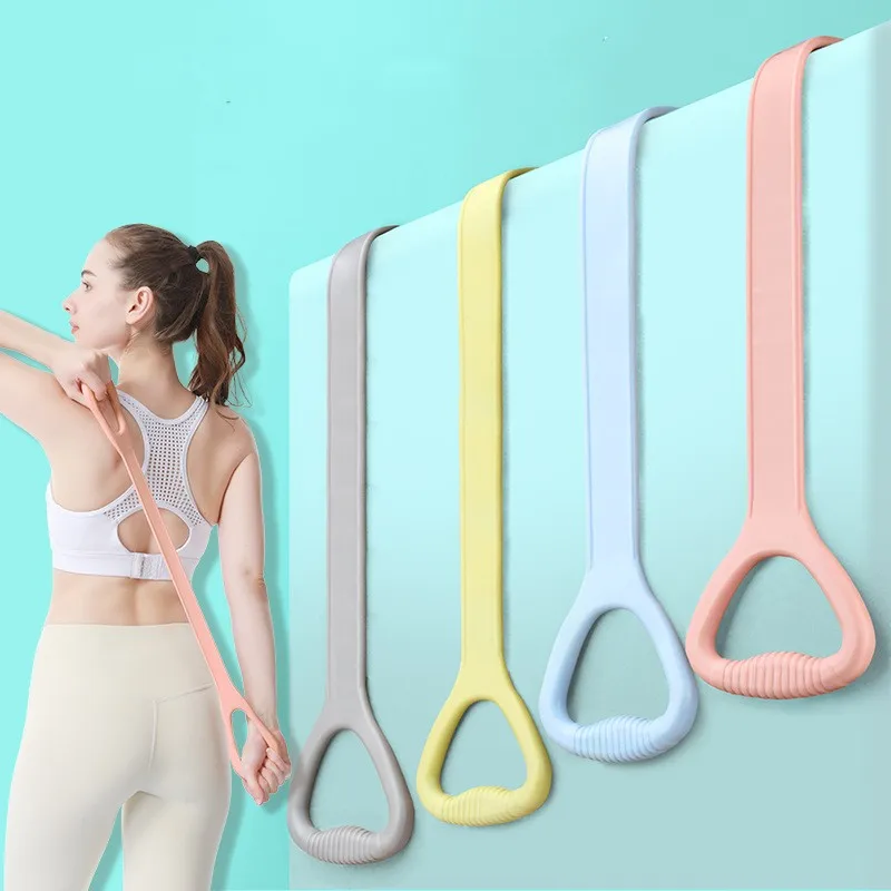Silicone 8-Shaped Belt Resistance Band High Elasticity for Shoulder Back Stretching Training Thickened Open-Back 8 Pull Rope