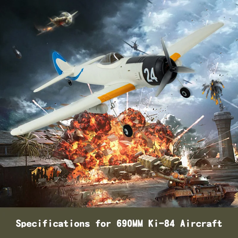 Ki-84 Four Channel Remote-Controlled Stunt Glider 69cm Large Military Model Electric Aircraft Toy for Kids And Collectors