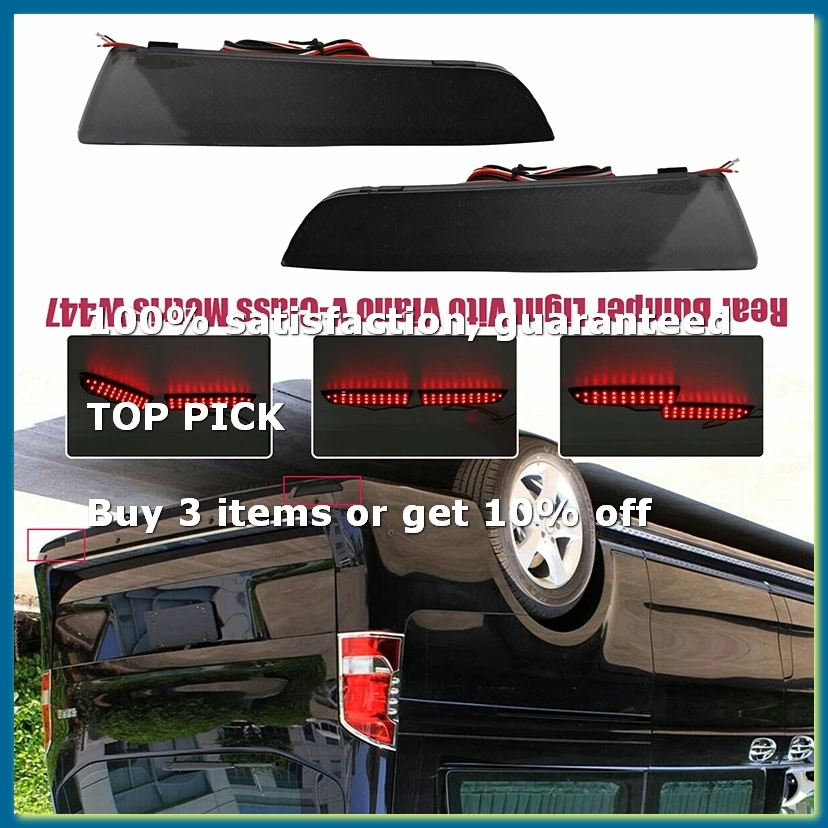 2Pcs LED Black Lens Rear Bumper Reflector Light for W447 V-Class 2014-2019