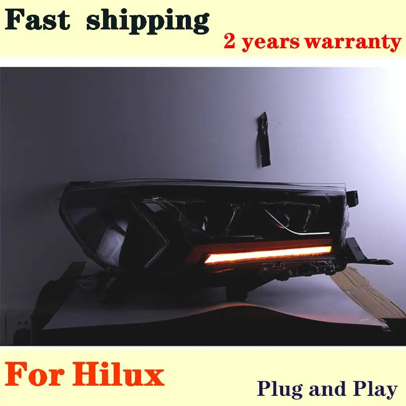 2pcs Car LED Head Lamp For Toyota Hilux Headlights 2015-2020 DRL Turn Signal Lights Refit Revo Vigo Headlamp Auto Accessories